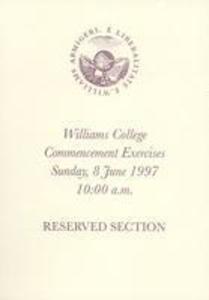 Ticket to Williams College's Commencement, 1997