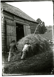 Children working with hay, Charlemont, Massachusetts