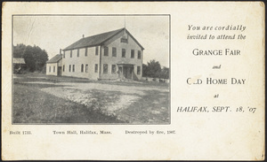 Invitation, 1907, Halifax, Massachusetts