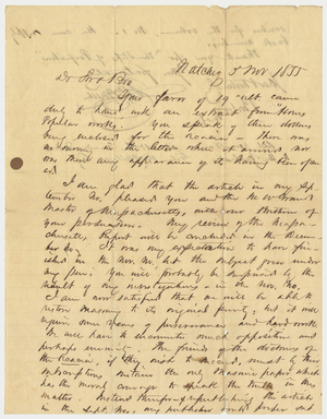 Letter from William P. Mellen to Jacob Norton, 1855 November 3