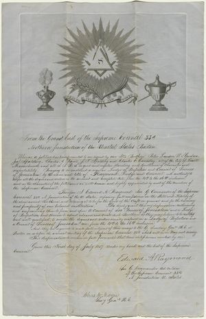 Dispensation for Raymond Lodge of Perfection and Raymond Council, Princes of Jerusalem