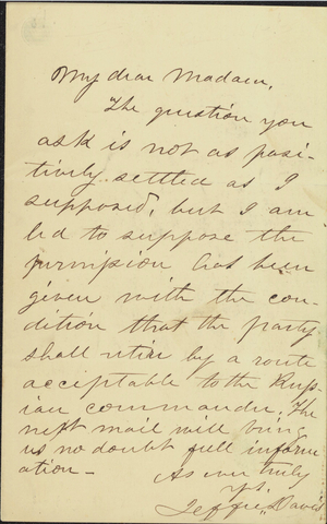 Letter from Jefferson Davis