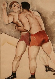 "Untitled (Two wrestlers)" William L'Engle (1884-1957)