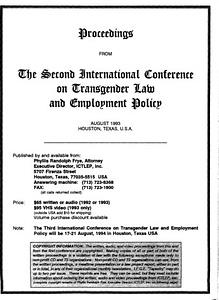 Proceedings from the Second International Conference on Transgender Law and Employment Policy