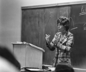 Suffolk University Professor Catherine T. Judge (Law) lecturing in classroom