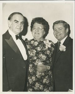 John Joseph Moakley, William M. Bulger and Bridie at Saint Patrick's Day event, 1970s