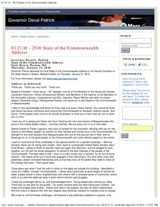 2010 State of the Commonwealth Address