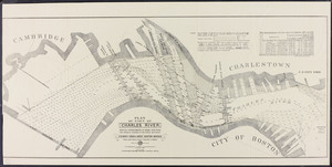 Plan of part of Charles River: showing encroachments of bridge structures and physical changes in the river between U.S. Navy Yard and West Boston Bridge