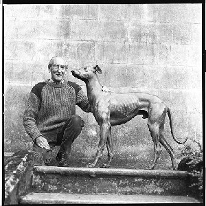 Major William Brownlow, Lord Lieutenant for Co. Down. Shots taken with the statue of Master McGrath, Irish greyhound celebrated in song, owned by his ancestor the 2nd Lord Lurgan