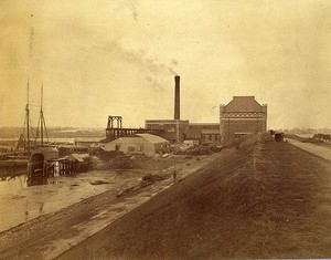 Conduit embankment and pumping station, looking toward Dorchester