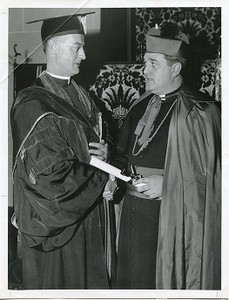 Keleher, William L. with J. J. Wright receiving honorary degree