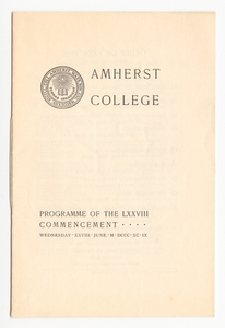 Amherst College Commencement program, 1899 June 28