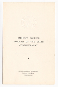 Amherst College Commencement program, 1939 June 18