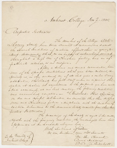 William George Howard, David Andrews, and Edward Corrie Pritchett letter to the faculty, 1835 January