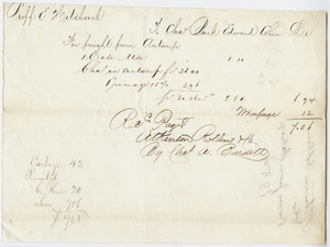 Edward Hitchcock receipt of payment to Atkinson Rollins and Co., 1854