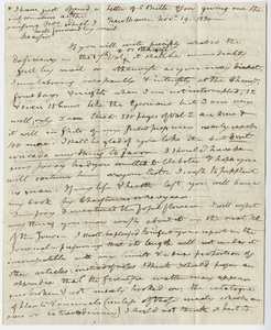 Benjamin Silliman letter to Edward Hitchcock, 1830 November 19