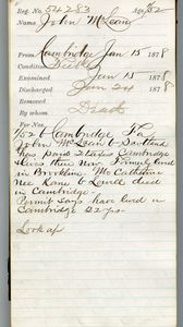 Tewksbury Almshouse Intake Record: McLean, John
