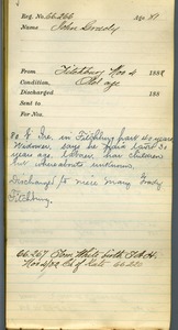 Tewksbury Almshouse Intake Record: Grady, John