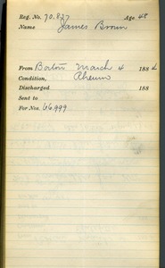 Tewksbury Almshouse Intake Record: Brown, James