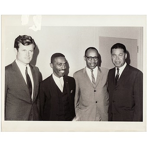 Senator Edward M. Kennedy, Reverend Michael E. Haynes, Virgil Wood, and Senator Edward W. Brooke