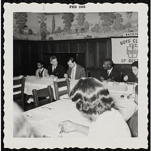 Guests eat and converse, including John G. Magistrelli, seated second from left, at a Boys' Club Inaugural Dinner