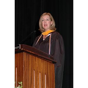 Faculty member, Katherine McDonough, speaks at School of Nursing convocation