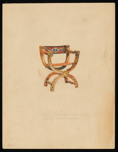 "Arm Chair with Color & Gold, Back of Colored Leather"