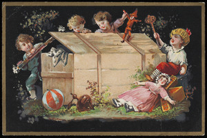Trade card for unidentified toy dealer, location unknown, undated
