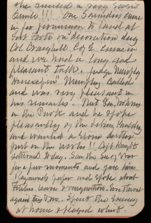 Thomas Lincoln Casey Notebook, May 1893-August 1893, 18, she smiled a very sweet Smile