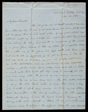 Thomas Lincoln Casey to General Silas Casey and Abby Pearce Casey, November 1, 1851