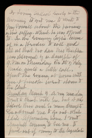 Thomas Lincoln Casey Notebook, November 1894-March 1895, 135, Dr. Loring called early in the