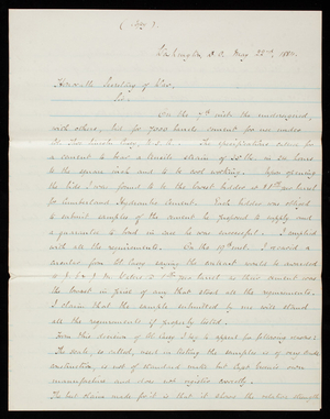 Joseph M. Wheatley to [Robert Todd Lincoln], May 22, 1884, copy