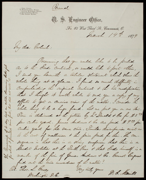Senator [Justin S.] Morrill to Thomas Lincoln Casey, March 14, 1879