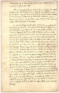 Declaration of Independence [manuscript copy] handwritten copy by John Adams, before 28 June 1776