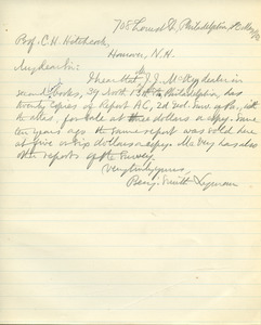 Letter from Benjamin Smith Lyman to Charles H. Hitchcock