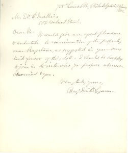 Letter from Benjamin Smith Lyman to Edward Vincent d'Invilliers