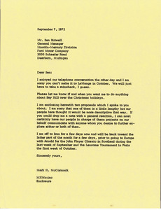 Letter from Mark H. McCormack to Ben Bidwell