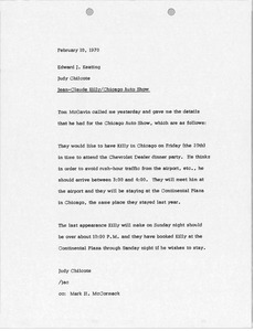 Memorandum from Judy Chilcote to Edward J. Keating