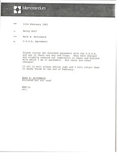 Memorandum from Mark H. McCormack to Betsy Goff