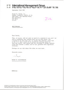 Letter from Mark H. McCormack to Frank D. Tatum