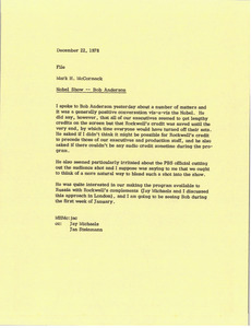 Letter from Mark H. McCormack to file