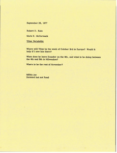 Memorandum from Mark H. McCormack to Robert D. Kain