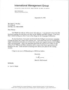 Letter from Mark H. McCormack to Basil C. Woolley