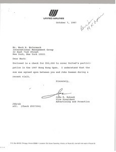 Letter from John E. Ruhaak to Mark H. McCormack