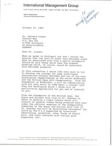 Letter from Mark H. McCormack to Gerhard Liener