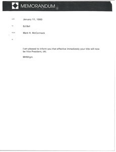 Memorandum from Mark H. McCormack to Ed Bell