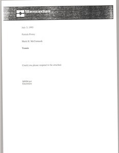 Memorandum from Mark H. McCormack to Patrick Proisy