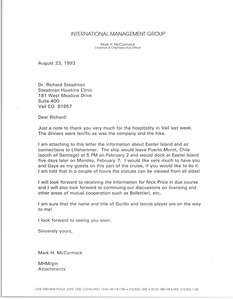Letter from Mark H. McCormack to Dr. Richard Steadman