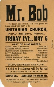 Flier for 'Mr. Bob', a play done by the senior class of New Salem High School