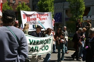 Marchers from the Vermont AFL-CIO, during the protest against the war in Iraq